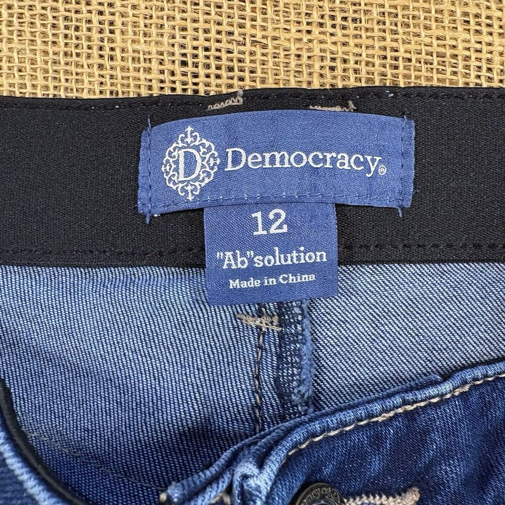 Democracy "Ab"solution Booty Lift Mid Stretch Straight Leg Indigo Jeans Size 12 - Picture 3 of 7